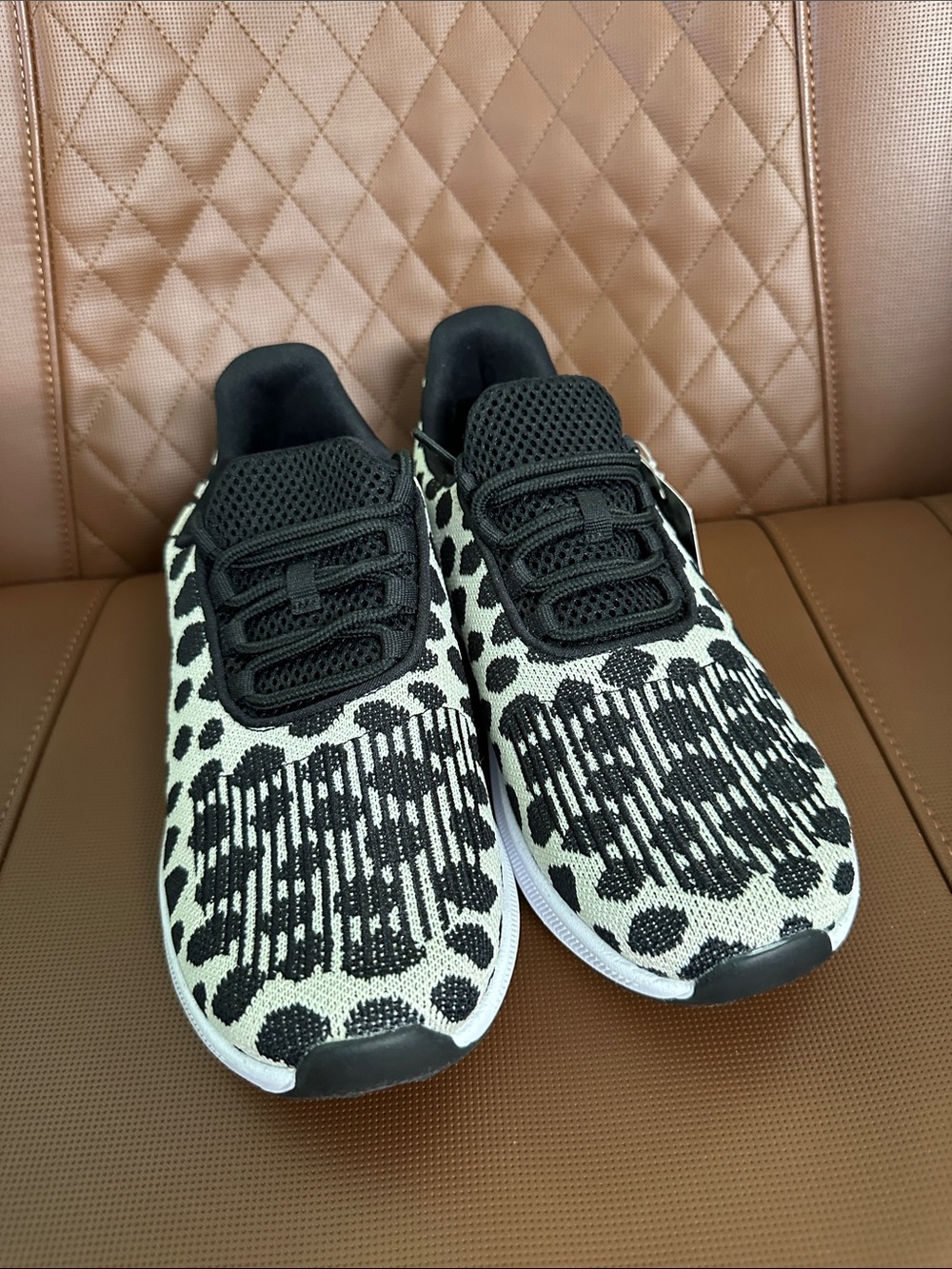 Women's Black & White Animal Print Slip-On Sneakers